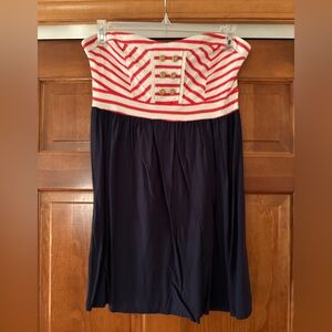 Xhilaration Red, White & Navy Strapless Dress